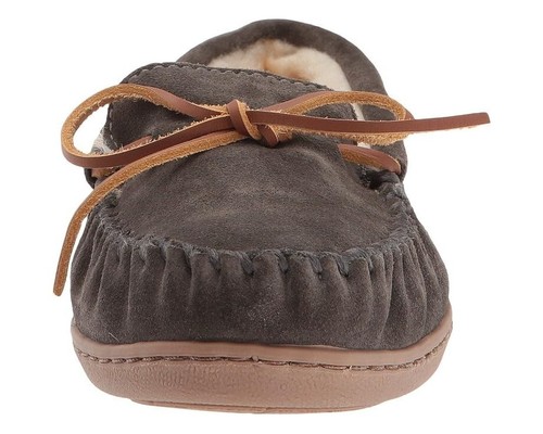 Minnetonka 3345 Slipper Womens 7 Gray Sheepskin Slip On Moc Toe Moccasin KHD2294 - Picture 4 of 14