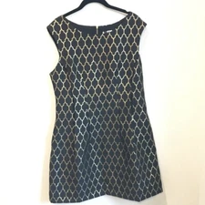 MOLLY BRACKEN Womens Size XL Black Gold Sleeveless Dress with Pockets 