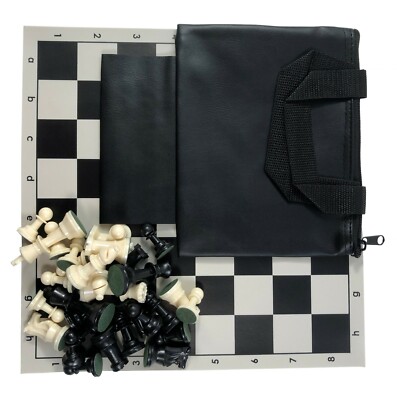 Tournament Chess SET 2 extra Queens Vinyl Board Bag in black color NEW