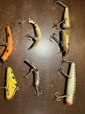 Lot of 6 Vtg Fishing Lures Lazy Ike Brooks Baby Reefer Creek Chub Darter Palomin