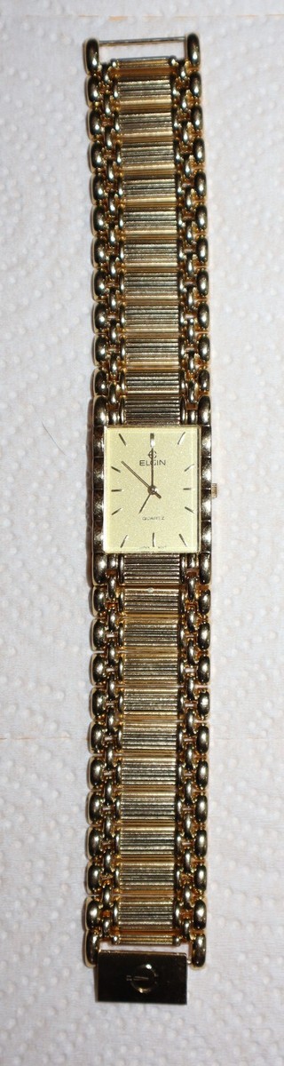 Vintage Art Deco ELGIN Quartz Unisex Slim Gold Wristwatch FM