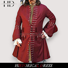 New Men  s 17th Century Burgundy Wool Frock Coat  Victorian Style frock coat