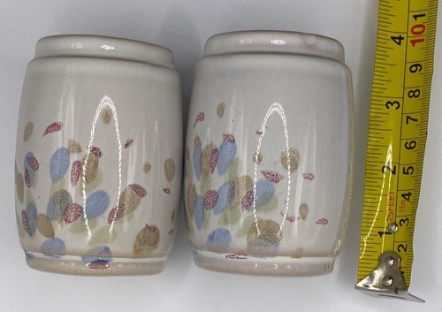 Pair of 4 inch Stoneware Salt and Pepper Shakers Organic Botanical
