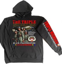 TRIPLE NICKLES Hooded Sweat Shirt . BLACK HERO HOODIES. TUSKEGEE AIRMEN
