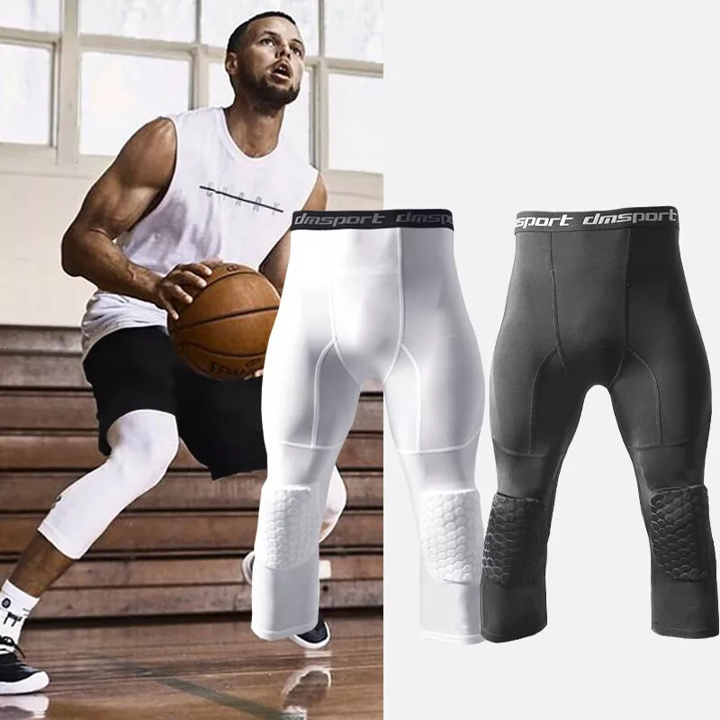 Men Basketball Tights Capri Leggings Protect Knees Compression