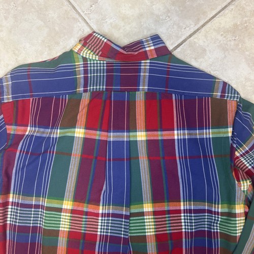Polo Ralph Lauren uomo S camicia Oxford con bottoni multi quadri con frangia $125 nuova con etichette - Foto 9 di 11