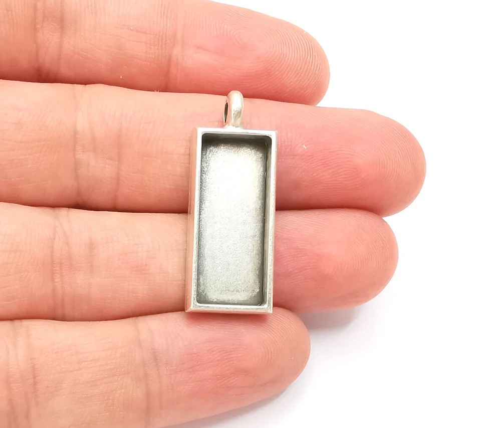 Rectangle Pendant Bezel Resin Blank inlay Mounting Mosaic Frame ...