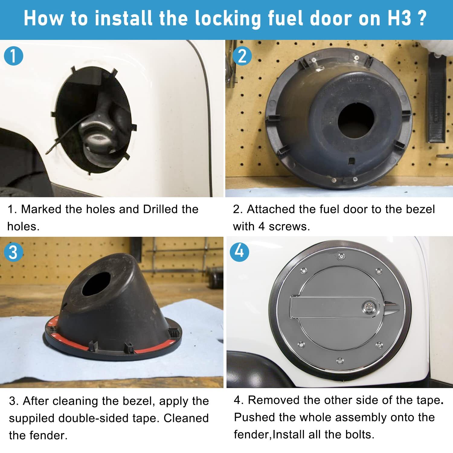 For Hummer H3 H3T 20062010 Chrome Gas Cap Cover Fuel Tank Door