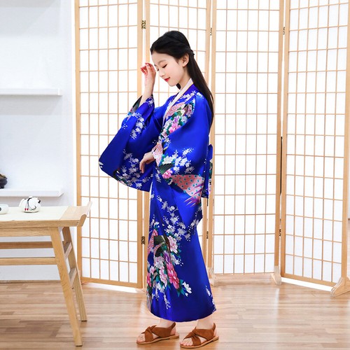 Japanese Girls Kimono Robe Chinese Silk Satin Bathrobe Sleep Robes Plus Size - Picture 3 of 10