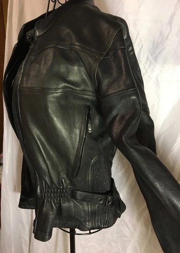 Genuine heavy lined leather women's motorcycle jacket, size XS - Picture 4 of 12