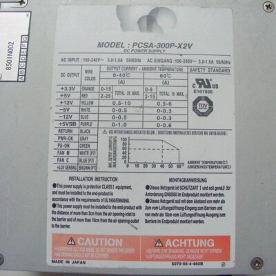Qty:1pc Industrial Computer Power Supply 300W Pre-owned For PCSA-300P-X2V