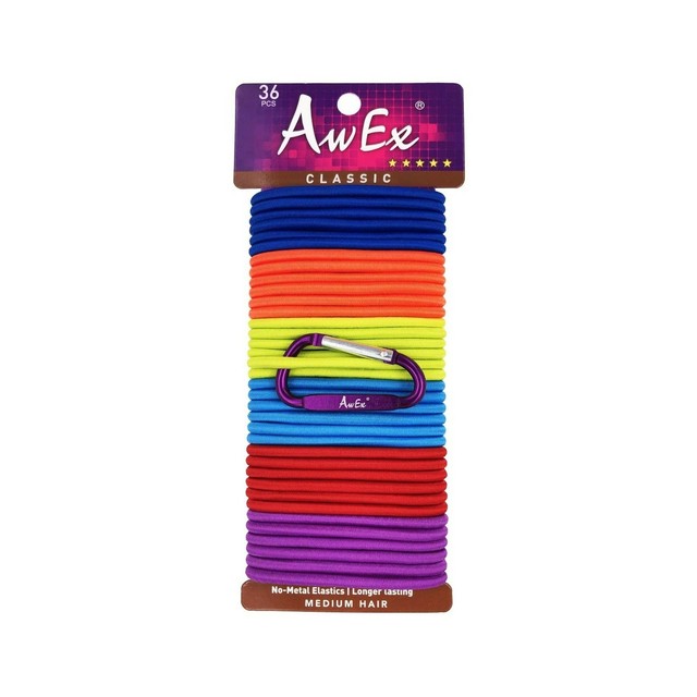 Awex Strong Black Hair Ties 4mm Thick Elastics No Metal Ponytail