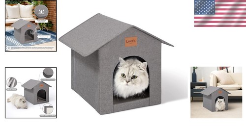 Wetterfestes isoliertes Outdoor Katzenhaus mit abnehmbarem Kissen - 17" T x 13" B - Bild 2 von 9