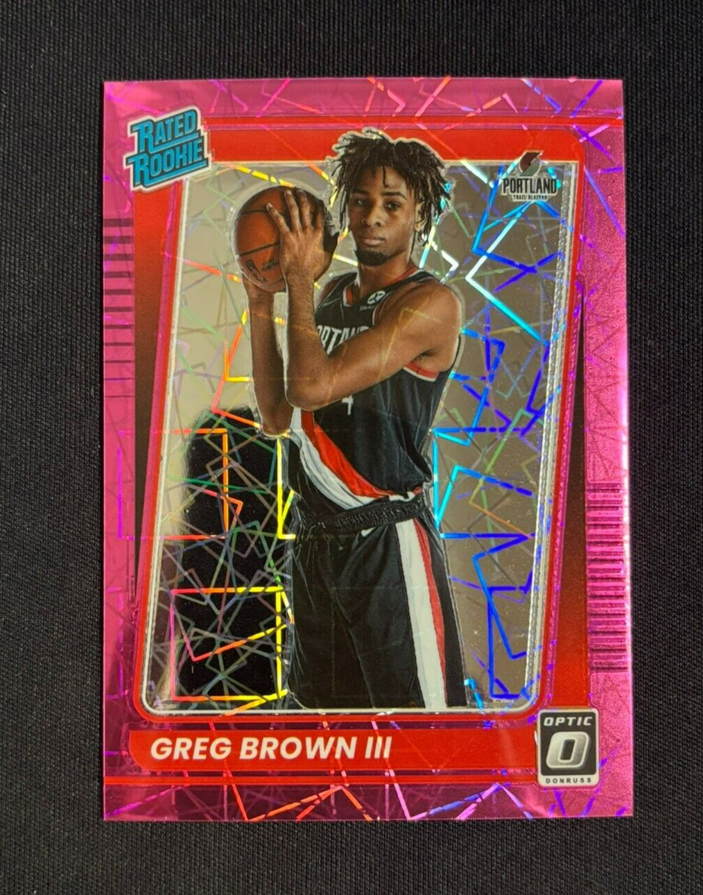 2021-22 Panini Donruss Optic Greg Brown III Pink Velocity PRIZM Rookie /79 #195