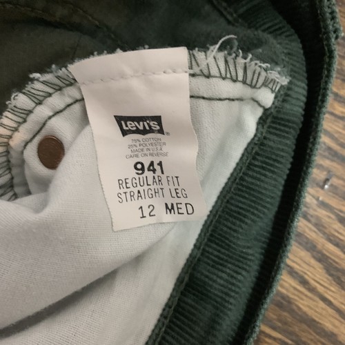 Levi 941 Green Corduroy 12 Med Regular Fit Straight Leg READ DESCRIPTION - Picture 6 of 9
