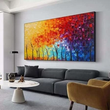 Pure Wall Art Painting Hand painted Abstract Oil Painting Living Room Red