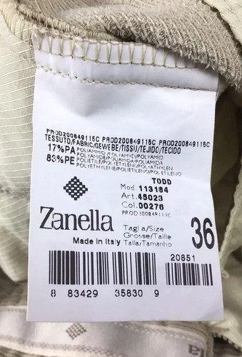 Zanella Vintage Men Cream Corduroy Chino Pants Sz 36 (36"Wx35.5"L) Made In Italy - Picture 8 of 17