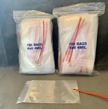 4" x 6" Zip Seal Reclosable 4Mil Plastic Top Lock Bags Hang Hole 4 Mil Grommets