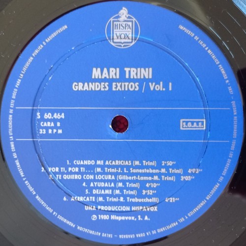 MARI TRINI ** Grandes Exitos Vol. 1 ** ORIGINAL 1980 SPAIN LP - Picture 4 of 4