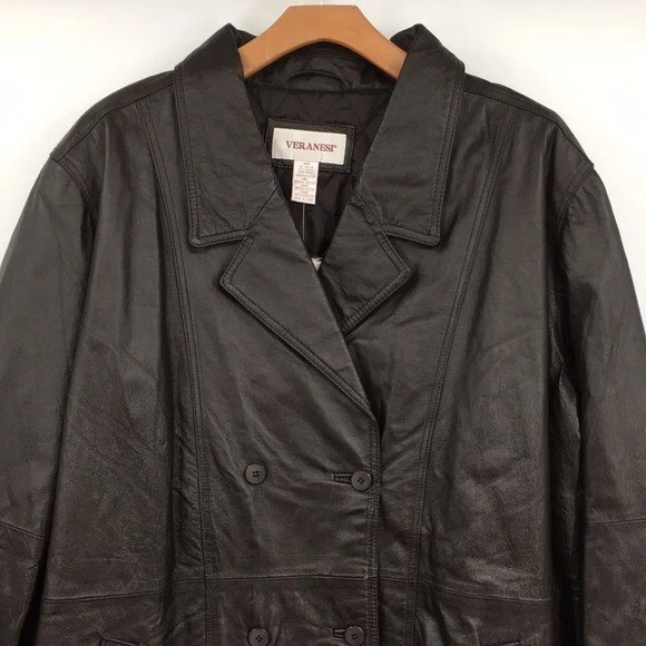 Veranesi leather coat top