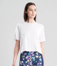 JOSIE NATORI Sz L Short Sleeves Modal Layering Elements Boxy Tee T-Shirt Top