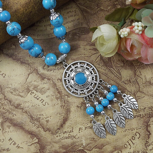 9 estilos vintage para mujer tibetana plata turquesa colgante cuerda con cuentas - Imagen 106 de 122