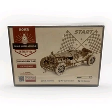3D Wooden Puzzle Model Grand Prix Car by Hands Craft ROKR Robotime