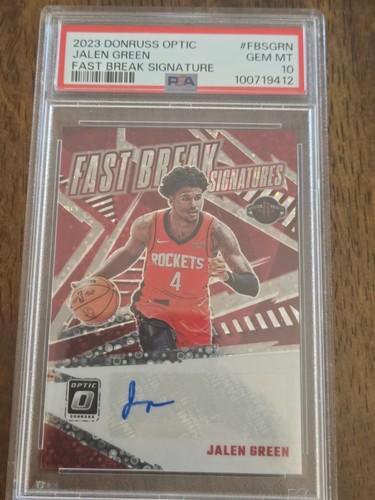 2023-24 Jalen Green Donruss Optic Fast Break Signature Auto Autograph PSA 10