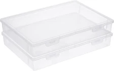 BTSKY Clear Plastic Storage Box with Flap Lid, Large-2 Pack, 