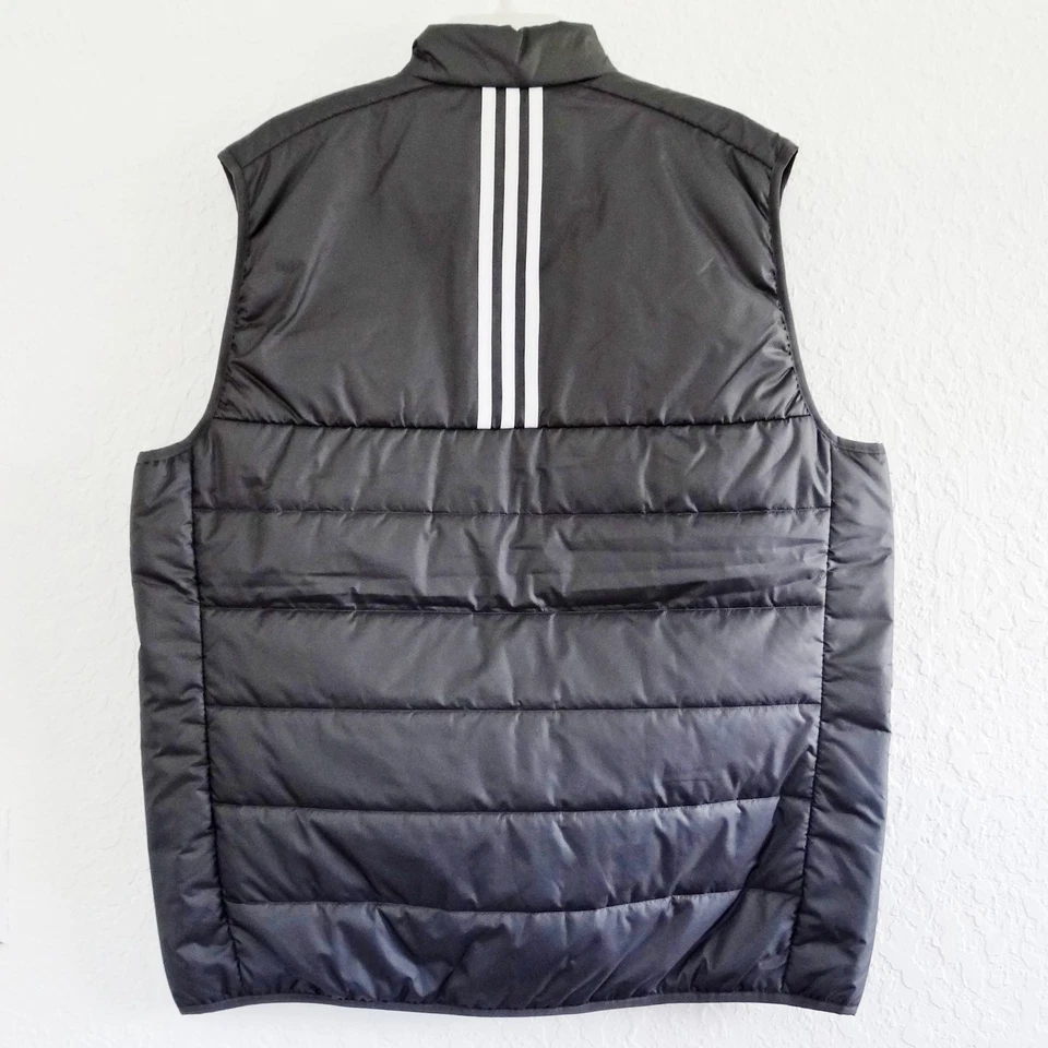 Chaleco acolchado de golf ADIDAS para hombre talla L bolsillos con cremallera completa gris 1 logotipo de contraseña nuevo con etiquetas Foto 2 de 4