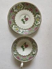 Aynsley England Tea Cup Saucer Indian Tree Fine Bone China Collectible Nice VTG