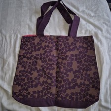 Betty Jackson Black Tote Bag | Purple Floral Pattern | Large Shoulder Bag