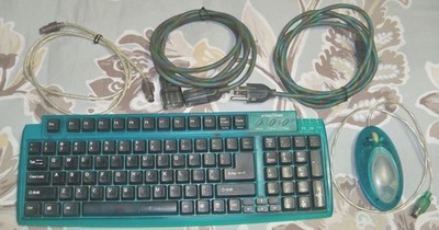 eMachines eOne Keyboard + Mouse + Power Cord + Extension + PS/2 Cable - TESTED