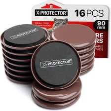 Furniture Sliders for Carpet X-PROTECTOR - 16-Pack 90 mm Moving Pads - Slider...