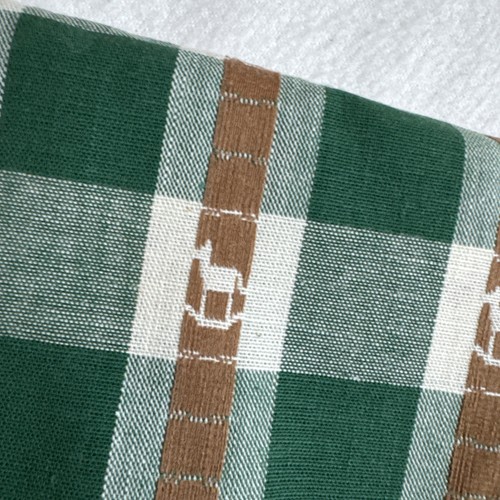 De Colección Tela Bordada A Cuadros Guinga Hobby Caballo Verde Beige Marrón 1 yarda - Imagen 3 de 3