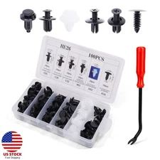 100PCS Bumper Retainer Clips Plastic Rivets Screw Retainer with Fastener Remover
