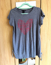 H&M Mama Women’s Maternity Grey/Red Love Graphic Round Neck Cap Sleeve T-Shirt M