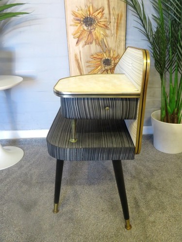 Vintage Retro 50s 60s Atomic Era Hall Telephone Table Seat Kitsch - Picture 11 of 14