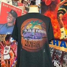 Vintage 1995 NBA All Star Weekend Phoenix Nutmeg Basketball T-Shirt Black Sz XL