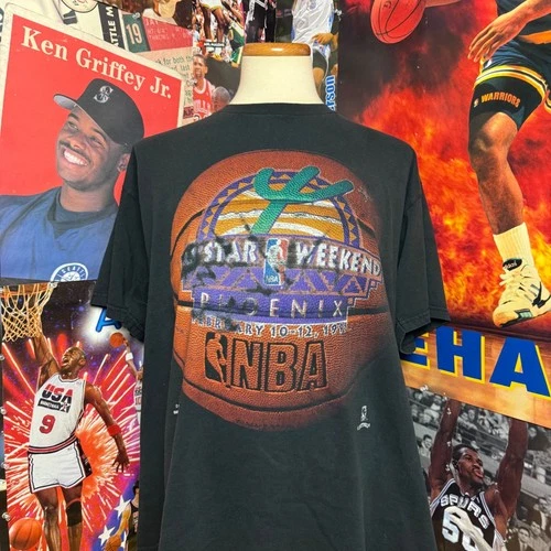Vintage 1995 NBA All Star Weekend Phoenix Nutmeg Basketball T-Shirt Black Sz XL