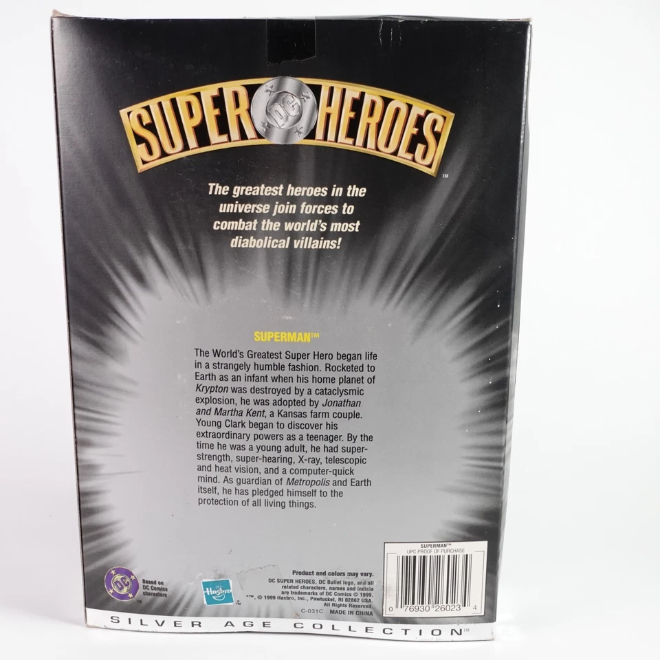 Figura de acción Superman Hasbro DC Super Heroes Edad de Plata 8" 1999 nueva en caja Foto 3 de 3