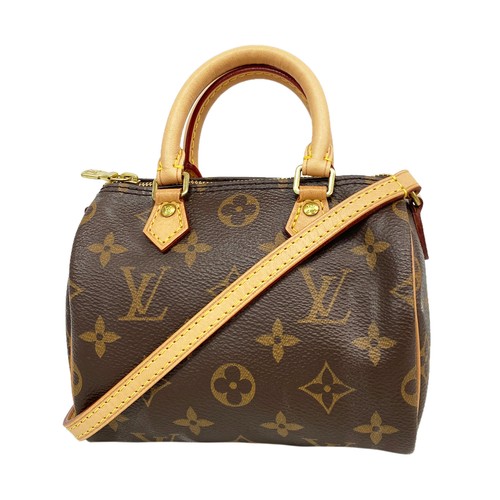 Auth [6he5042-k] LOUIS VUITTON Handbag Monogram Nano speedy M61252 Brown 2 w...