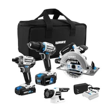 HART 20V Brushless 4-Tool Combo Kit w/ 2.0Ah & 4.0Ah Batteries