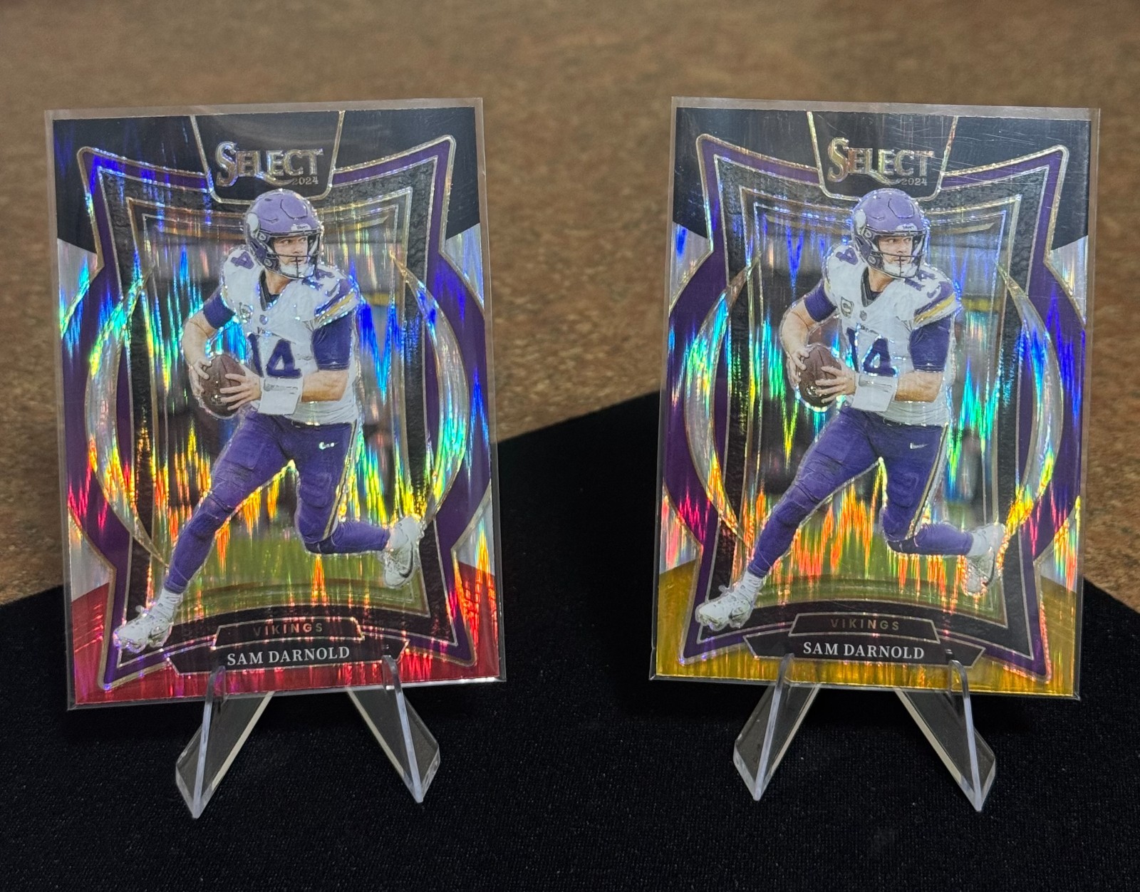 2024 Select Football Sam Darnold #92 2 Card Lot Black & Gold Black & Red Shock