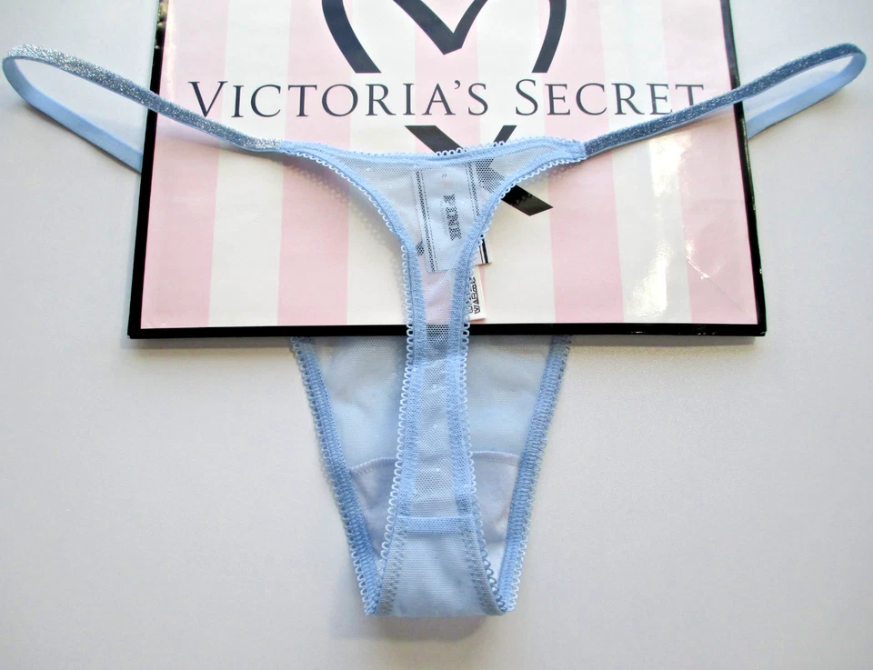 VICTORIA'S SECRET розовый высоты ноги стринги трусики против ледяной синий сетки S M снежинка блеск - Изображение 4 из 4