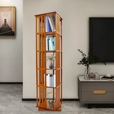 5-Tier Rotating Bookshelf, Book Storage Shelf, Floor Standing Rotating Bookcase