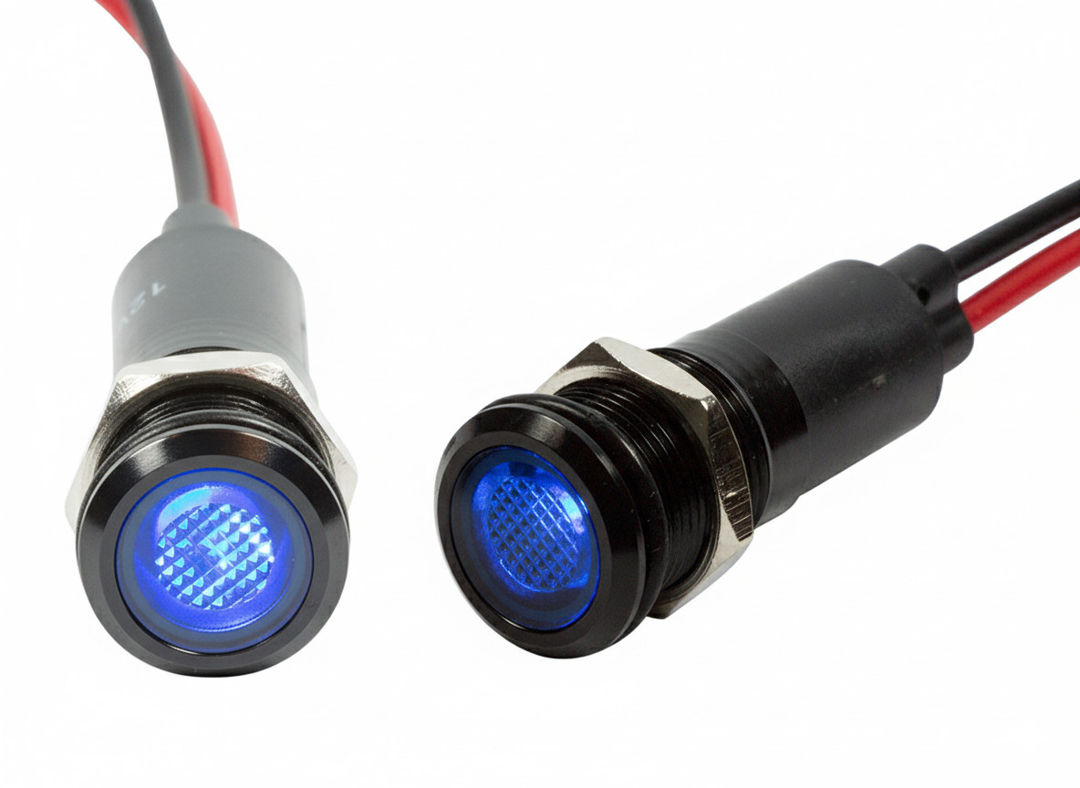 Alpinetech 12mm 220V AC LED Metal Indicator Pilot Light Black Bezel (Pack of 2)