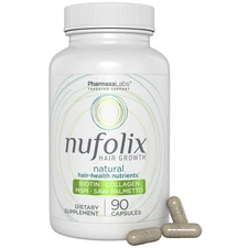 Nufolix Hair Growth Supplement - MSM, Biotin, Saw Palmetto, Collagen 90 Capsules