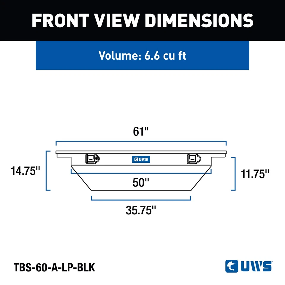 UWS 60" Angled Crossover Tool Box with Low Profile Gloss Black Aluminum Storage Foto 2 de 4