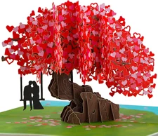 Tree Wedding Anniversary Card - 3D Heart Tree Pop up Anniversary Cards for Coupl